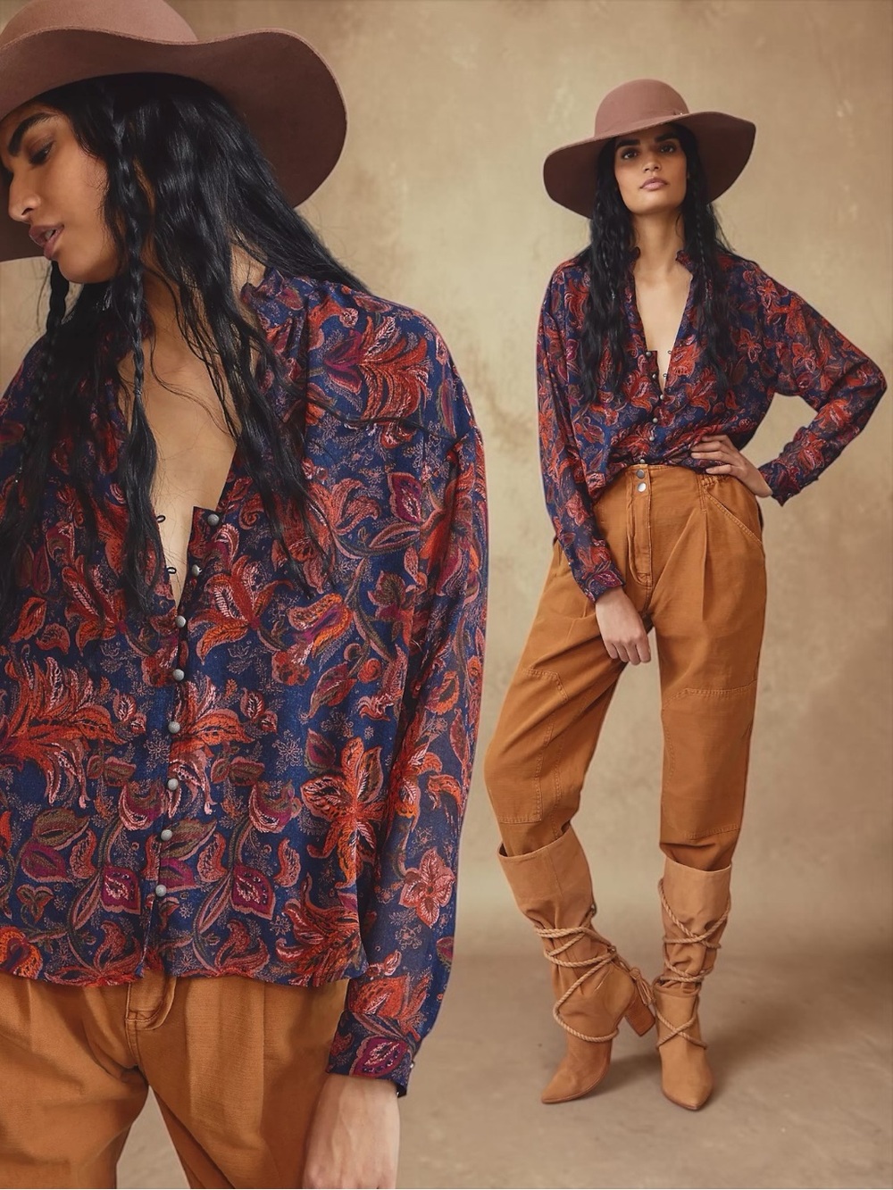 Anthropologie Pilcro The Tavi Buttondown Blouse In Vibrant Floral Paisley Size S